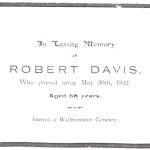 Davis Family Tree - Davis, Robert 1932 Death Announcement